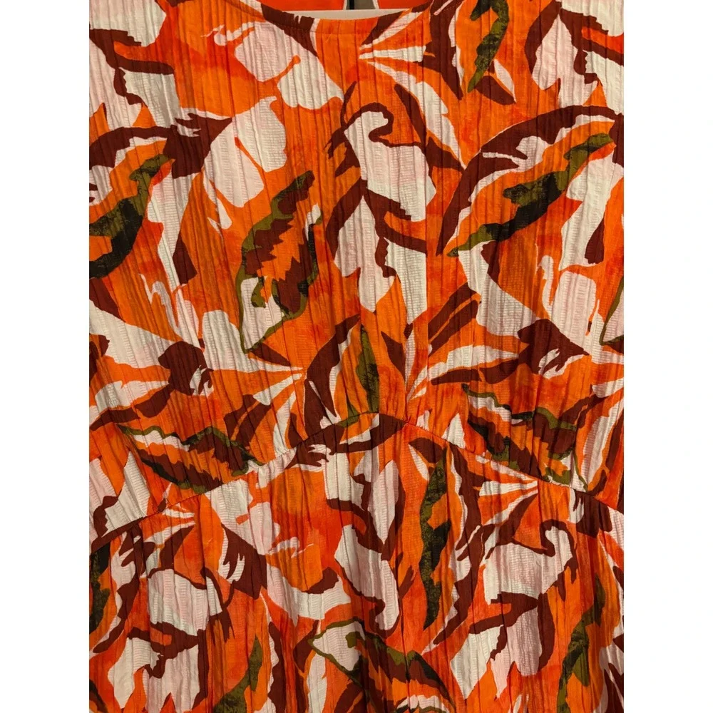 Nine West Tropical Print Sleeveless Maxi Dress Tiered Ruffle Size Medium - Picture 5 of 9